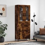 vidaXL Buffet haut Chêne fumé 69 5x34x180 cm Bois d'ingénierie