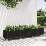 vidaXL Jardinière à roulettes noir 240x50x54 cm PP