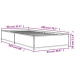 vidaXL Cadre de lit sonoma gris 90x200 cm bois d'ingénierie et métal
