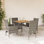 vidaXL Ensemble à manger de jardin et coussins 5 Pièces gris rotin acacia