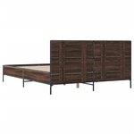 vidaXL Cadre de lit chêne marron 160x200 cm bois d'ingénierie et métal