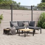 vidaXL Salon de jardin 4 Pièces avec coussins noir aluminium