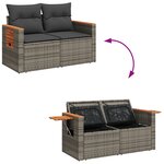 Ensemble de canapé de jardin 9 pièces avec coussins en gris poly rattan acacia