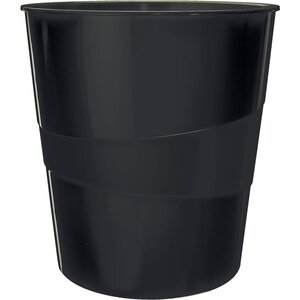 Corbeille à papier WOW en plastique 15 litres noir LEITZ