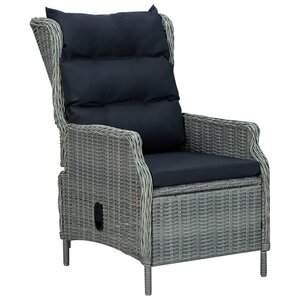 vidaXL Chaise inclinable de jardin coussins Résine tressée Gris clair
