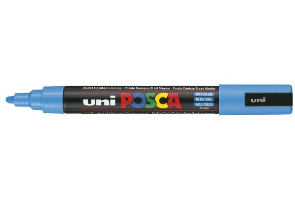 Marqueur pointe conique moyenne POSCA PC5M 1 8 - 2 5mm Bleu ciel x 6 POSCA