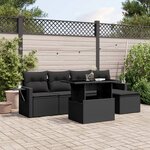 vidaXL Salon de jardin 6 Pièces avec coussins noir résine tressée