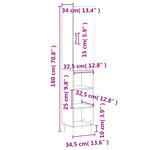 vidaXL Buffet haut Noir 34 5x34x180 cm Bois d'ingénierie