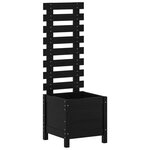 vidaXL Jardinière avec support noir 39x39 5x114 cm bois de pin massif