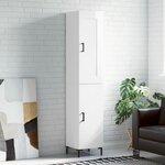 vidaXL Buffet haut Blanc brillant 34 5x34x180 cm Bois d'ingénierie