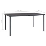 vidaXL Table à dîner d'extérieur Anthracite 150x90x74 cm Acier