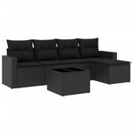 vidaXL Salon de jardin 6 Pièces avec coussins noir résine tressée