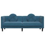 vidaXL Canapé avec coussins 3 places bleu velours
