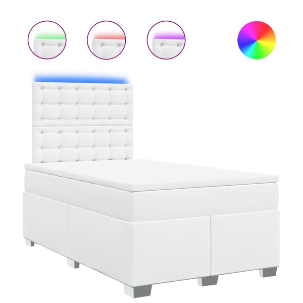 vidaXL Sommier à lattes de lit avec matelas Blanc 120x200cm Similicuir