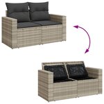 vidaXL Canapé de jardin 2 places et coussins gris clair résine tressée