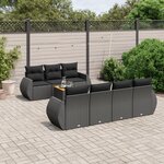 vidaXL Salon de jardin 8 Pièces avec coussins noir résine tressée