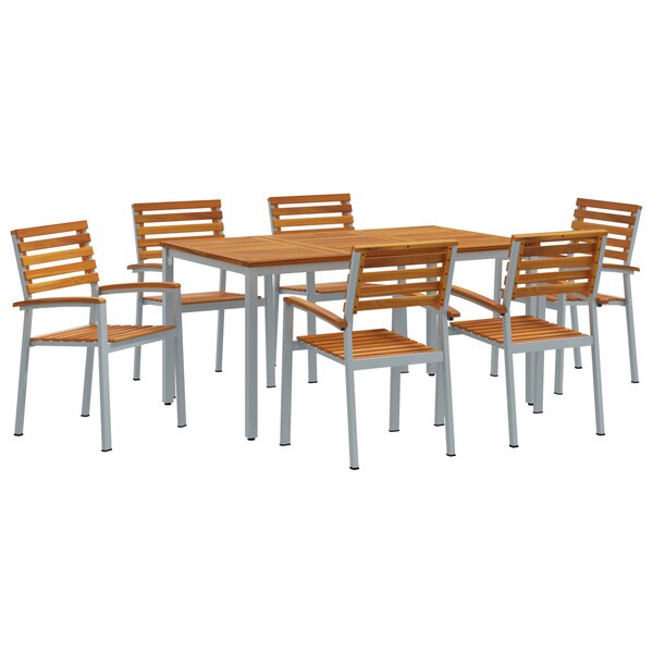 vidaXL Ensemble de salle à manger de jardin 7 pièces en bois massif d'acacia et métal