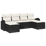 vidaXL Ensemble de canapé de jardin de 6 pièces avec coussins noir en poly rotin