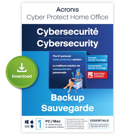 Acronis cyber protect home office essentials 2023 - licence 1 an - 5 pc/mac + mobiles - a télécharger