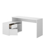 Bureau d'angle reversible 1 tiroir + 1 porte - Blanc - 139 x 92 x Hauteur 75 cm - ROX