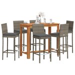 vidaXL Ensemble de bar de jardin 7 Pièces gris bois massif acacia rotin