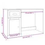 vidaXL Bureau avec tiroir blanc 115x50x75 cm bois d'ingénierie
