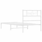 vidaXL Cadre de lit métal sans matelas avec tête de lit blanc 75x190cm