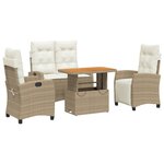 vidaXL Ensemble à manger de jardin coussins 4 Pièces beige résine tressée