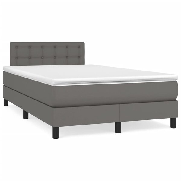 vidaXL Sommier à lattes de lit avec matelas Gris 120x200 cm Similicuir