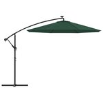 vidaXL Parasol avec éclairage LED 300 cm Poteau en métal Vert