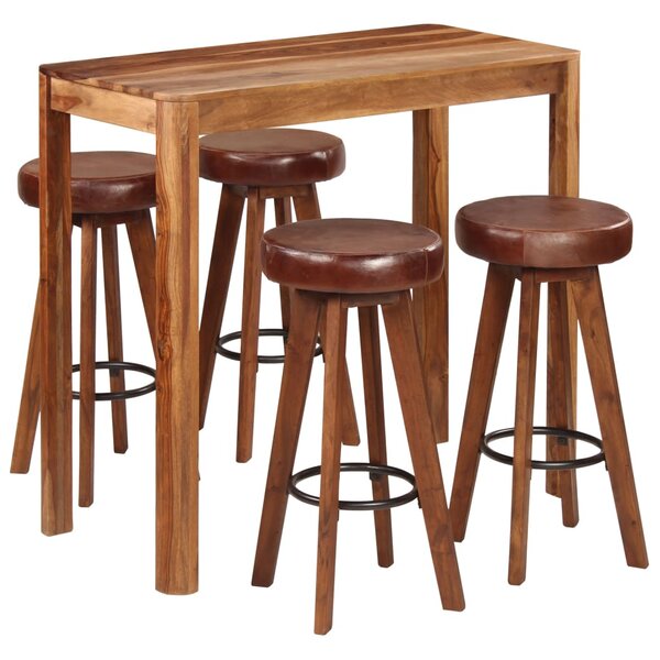 vidaXL Ensemble de bar 5 Pièces Bois solide de Sesham 115x56x107 cm