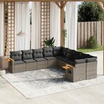 vidaXL Salon de jardin avec coussins 10 Pièces gris résine tressée