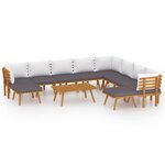 vidaXL Salon de jardin 11 Pièces avec coussins Bois d'acacia solide