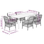 vidaXL Ensemble à manger de jardin et coussins 7 Pièces beige poly rotin