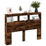 vidaXL Armoire tête de lit avec LED chêne fumé 140x17x102 cm