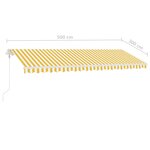 vidaXL Auvent automatique capteur de vent/LED 500x300cm Jaune et blanc