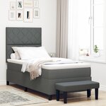 vidaXL Lit à ressort avec matelas et banc gris foncé 100x200 cm en tissu