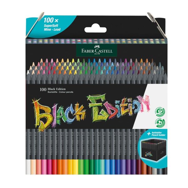 Crayons de couleur Black Edition étui en carton de 100 FABER-CASTELL