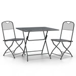 vidaXL Ensemble à manger de jardin 3 Pièces Maille Métal Anthracite