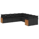 vidaXL Salon de jardin 10 Pièces avec coussins noir résine tressée
