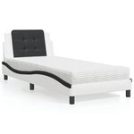 vidaXL Lit avec matelas blanc et noir 90x190 cm similicuir