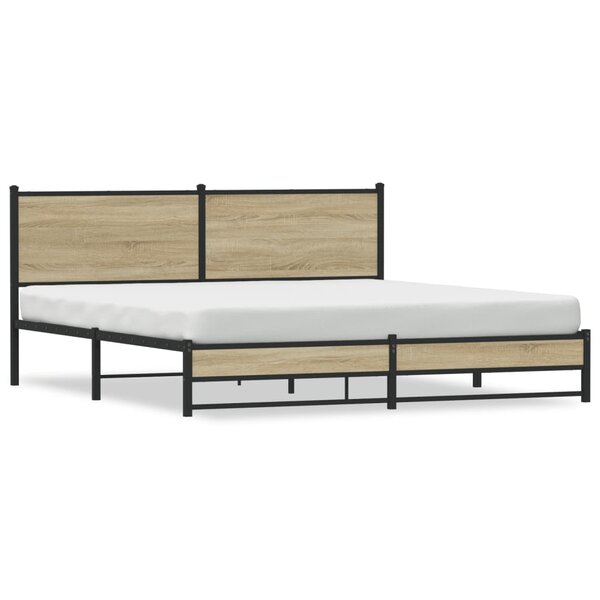 vidaXL Cadre de lit en métal sans matelas chêne sonoma 180x200 cm