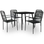 vidaXL Ensemble à manger d'extérieur 5Pièces Corde en coton et acier Noir