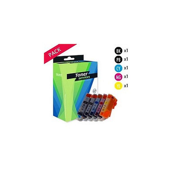 Compatible Canon PGI520/CLI521 Pack de 5 cartouches Noir et couleurs