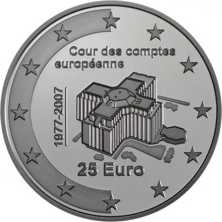 Pièce de monnaie 25 euro Luxembourg 2007 argent BE – Cour des Comptes européenne