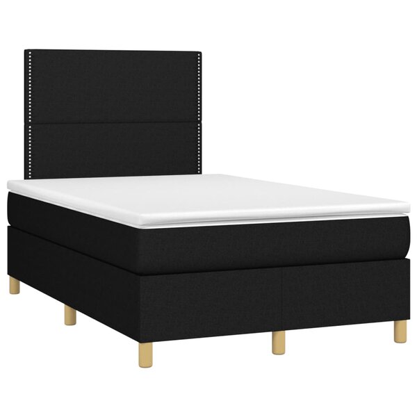 vidaXL Sommier à lattes de lit avec matelas noir 120x190 cm tissu