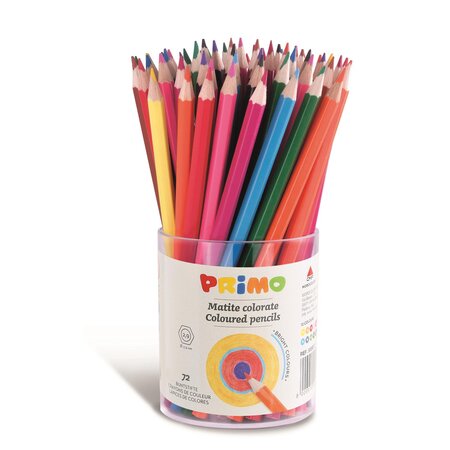 Crayons de couleur hexagonaux  laqués  en boîte en carton  72 couleurs. Ø 2.9mm primo