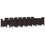 Ensemble de salle à manger de jardin de 17 pièces vidaXL marron en poly rattan