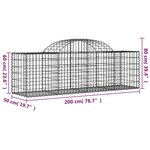 vidaXL Paniers à gabions arqués 15 Pièces 200x50x60/80 cm fer galvanisé