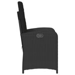 vidaXL Chaises inclinables de jardin lot de 2 et coussins noir rotin